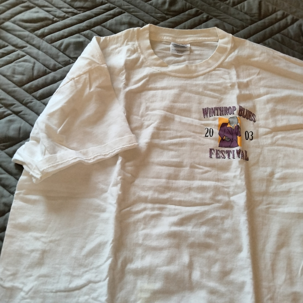 Port and Company 100% cotton lg  off-white short sleeve t-shirt